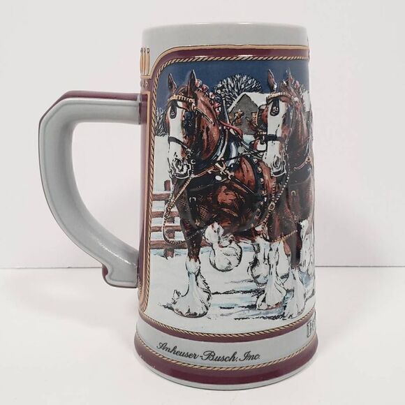 BUDWEISER SPECIAL EDITION 1989 HOLIDAY STEIN  WINTER'S EVENING - Picture 3 of 11
